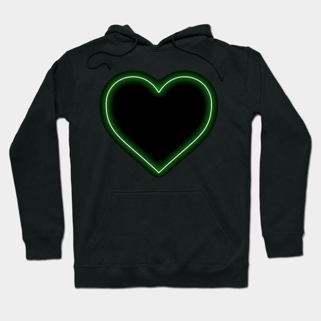Green Neon Heart - Love Valentines Hoodie by podartist